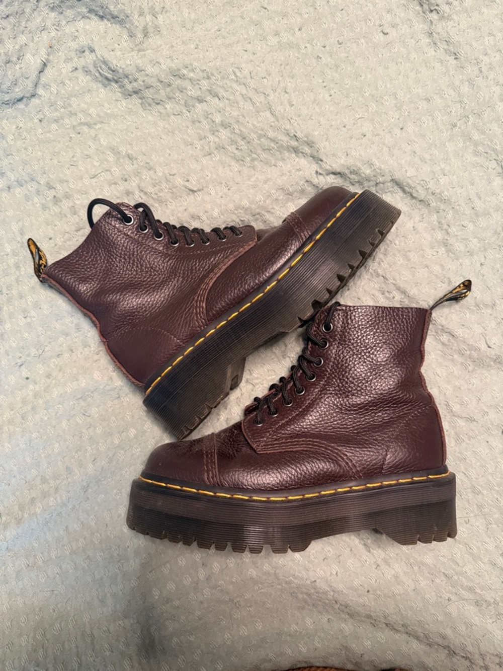 Dr. Martens Platform Combat Boots in Oxblood